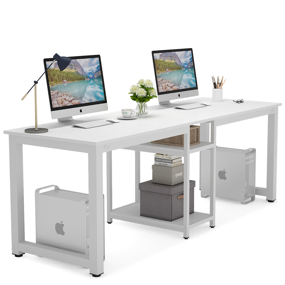 78" Two Person Desk with Shelves